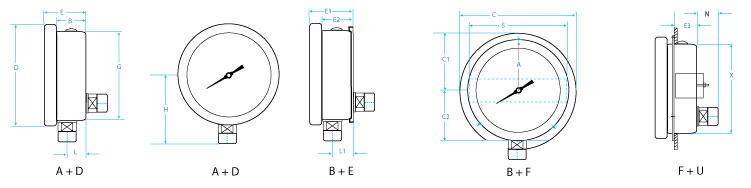 Rhomberg PBB Pressure Gauge configurations